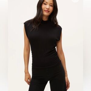 Black Sleeveless Mock Neck Top